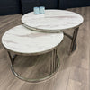 Designer Glass & Chrome Round Coffee Table Nest (Showroom Clearance)