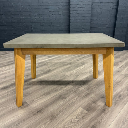 Solid Oak & Concrete - 1.2m Table, PLUS 4x Luxury Blue Chairs