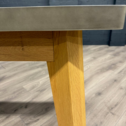 Solid Oak & Concrete - 1.2m Table, PLUS 4x Luxury Blue Chairs