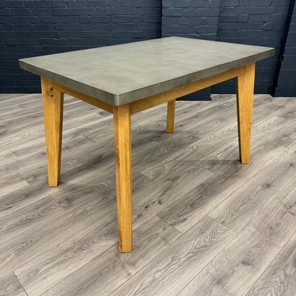 Solid Oak & Concrete - 1.2m Table, PLUS 4x Luxury Blue Chairs