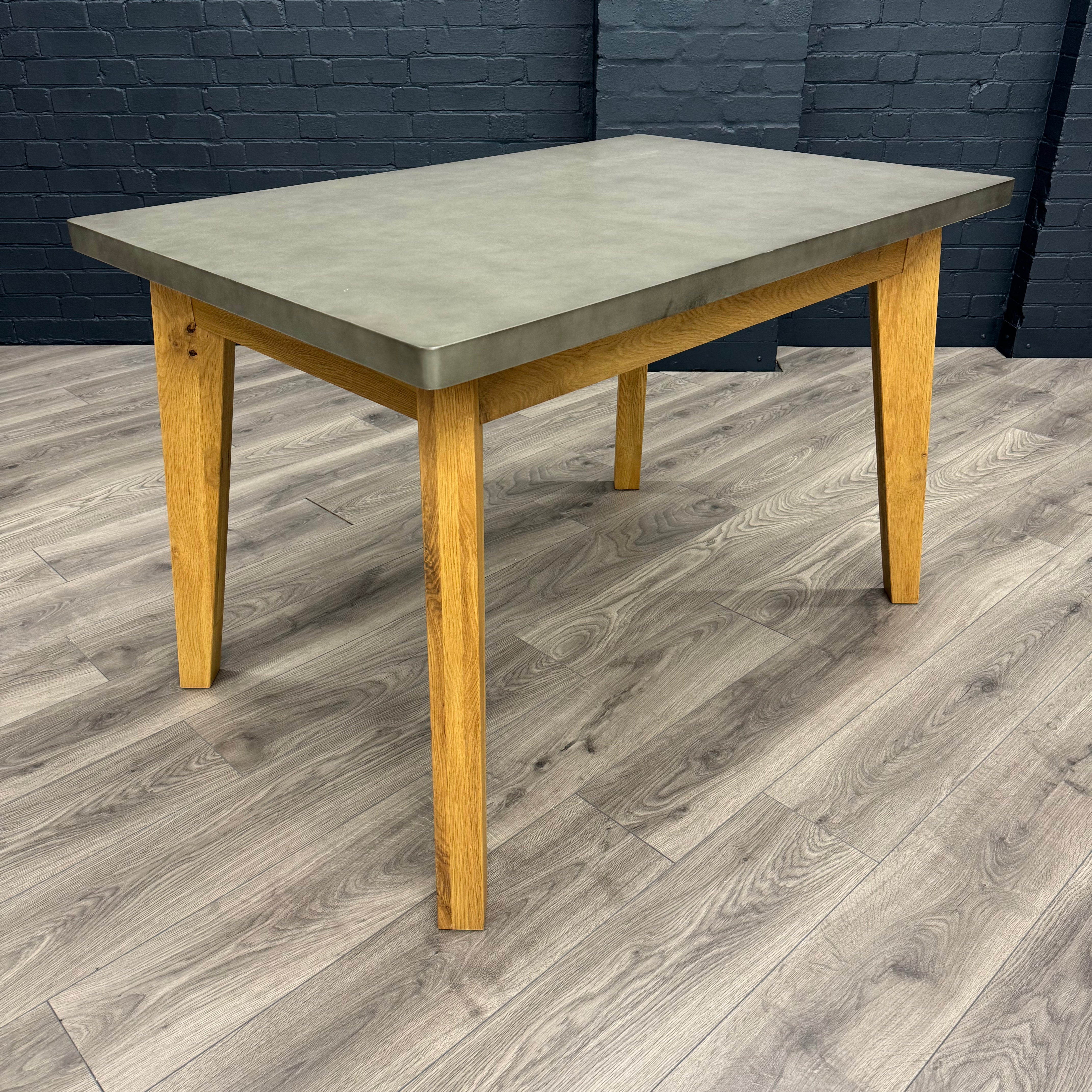 Solid Oak & Concrete - 1.2m Table, PLUS 4x Luxury Blue Chairs