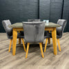 Solid Oak & Concrete - 1.2m Table, PLUS 4x Luxury Grey Chairs