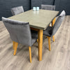 Solid Oak & Concrete - 1.2m Table, PLUS 4x Luxury Grey Chairs