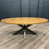 Havana Industrial Oak - 2m Oval Table, PLUS 6x Green Magnus Chairs