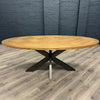 Havana Industrial Oak - 2m Oval Table, PLUS 6x Light Grey Velvet Chairs