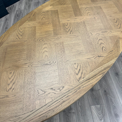 Havana Industrial Oak - 2m Oval Table, PLUS 6x Blue Velvet Chairs