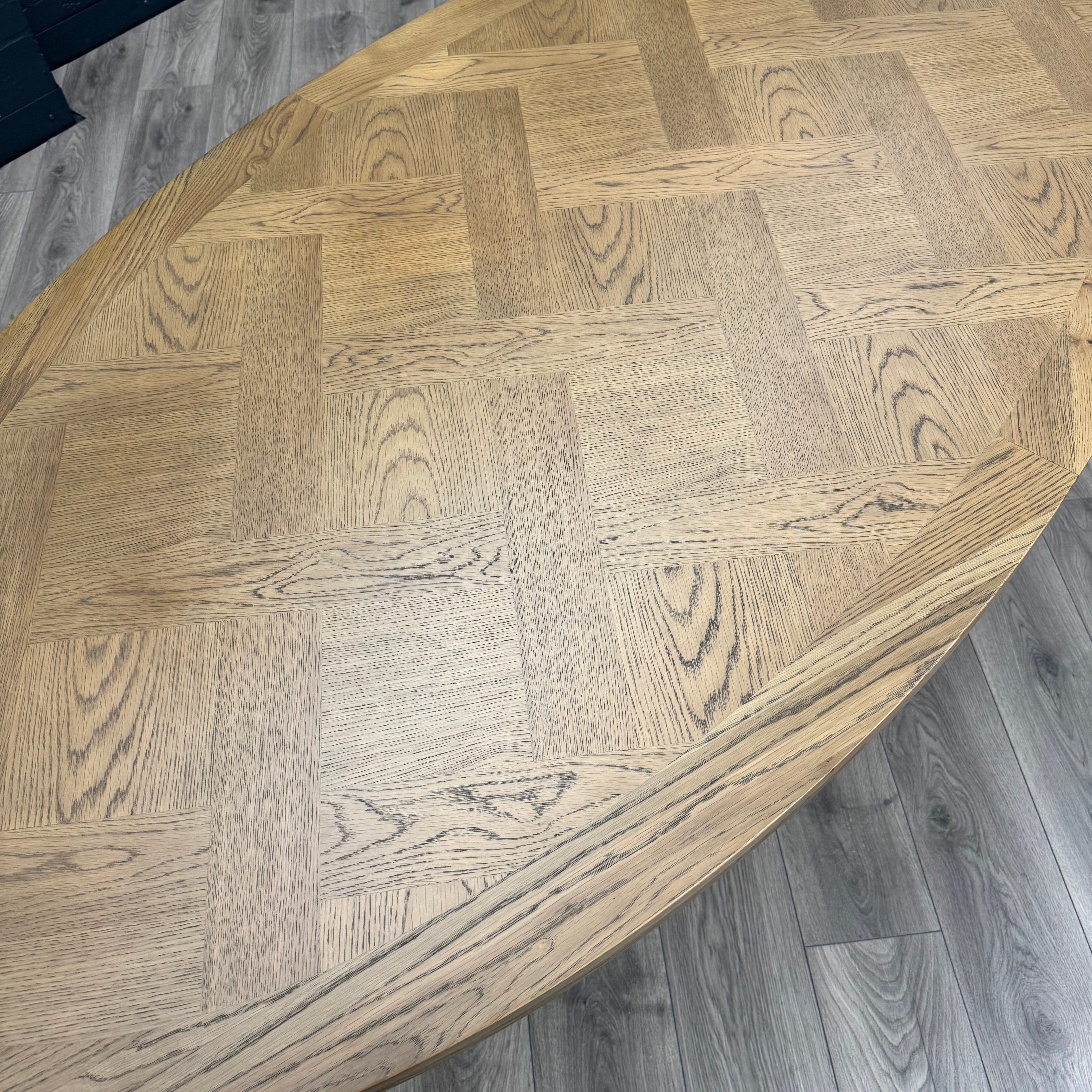 Havana Industrial Oak - 2m Oval Table, PLUS 6x Light Grey Velvet Chairs