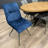 Havana Industrial Oak - 2m Oval Table, PLUS 6x Blue Velvet Chairs