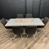 Mambo Santorini Firepit Dining Table - Grey & Patterned Top, PLUS 6x Premium Chairs