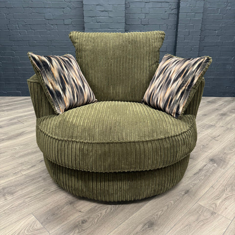 Dexter Sofa - Cuddler Chair - Cord Moss