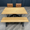 Fusion Oak - Compact Dining Table, PLUS 2x Tan Chairs & Bench