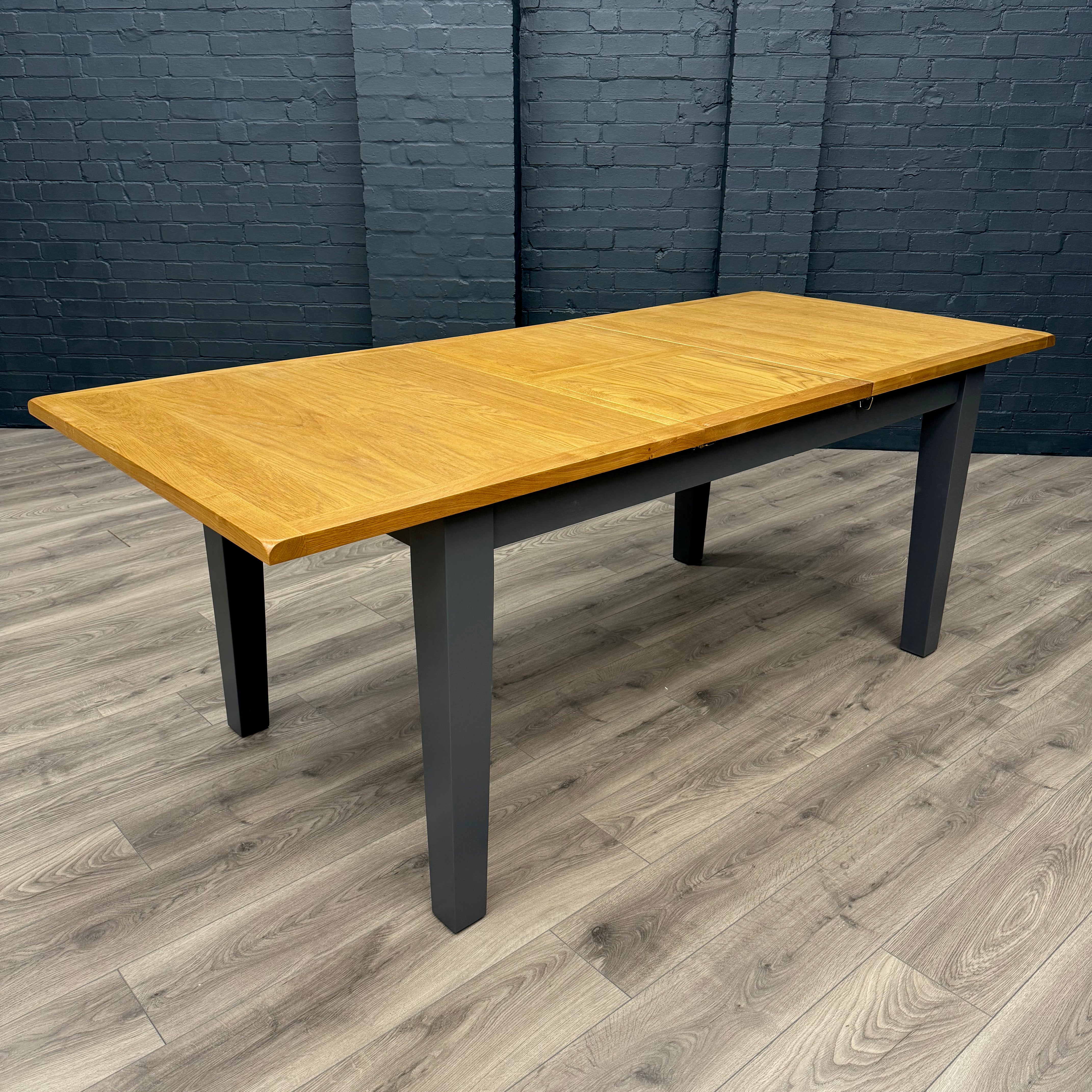 Chester Charcoal Painted & Oak, Dining Table - 1.6m Butterfly Extending