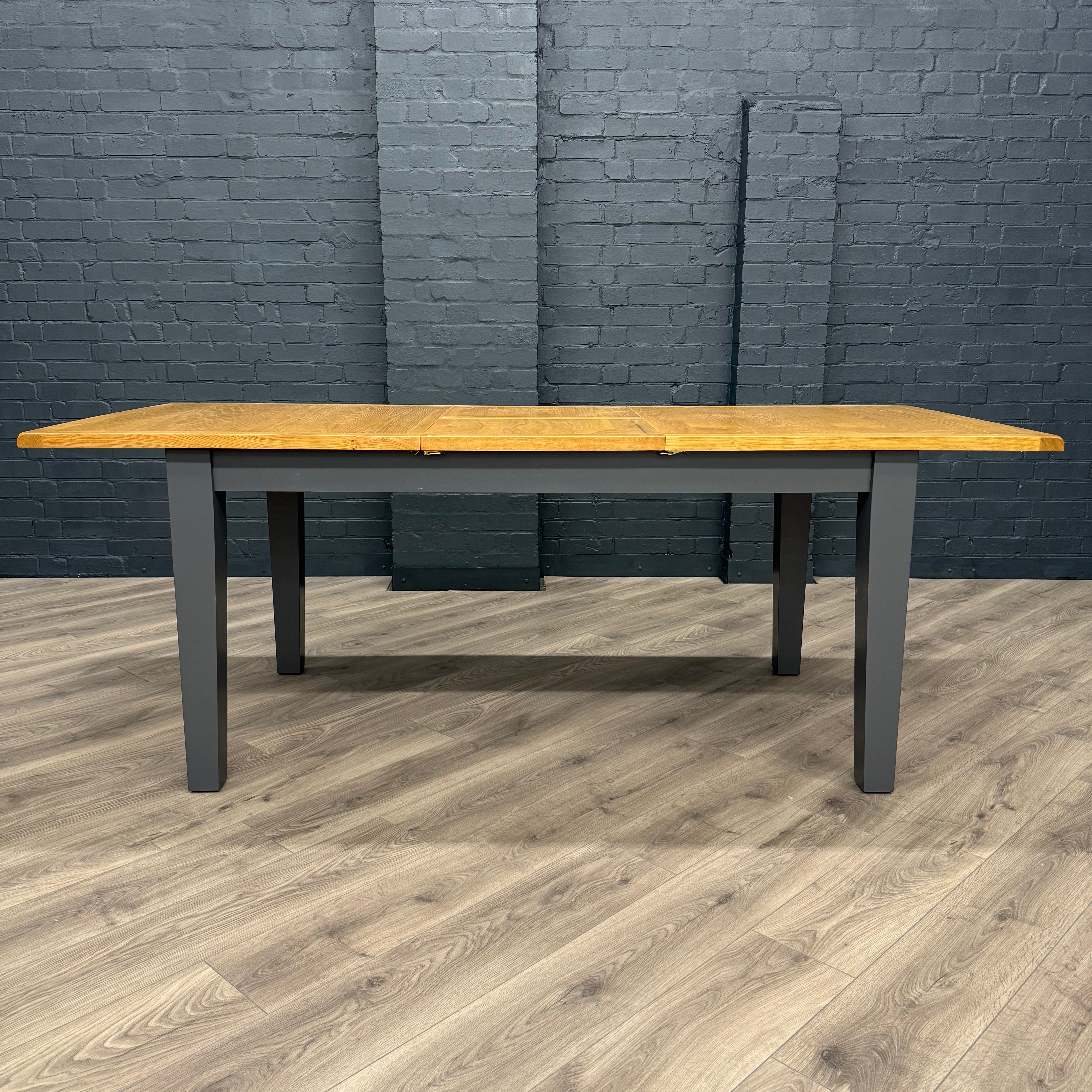 Chester Charcoal Painted & Oak, Dining Table - 1.6m Butterfly Extending