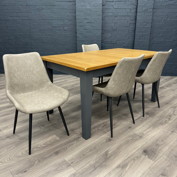 Chester Charcoal Painted & Oak - 1.6m Extending Dining Table, PLUS 4x Imperia Chairs