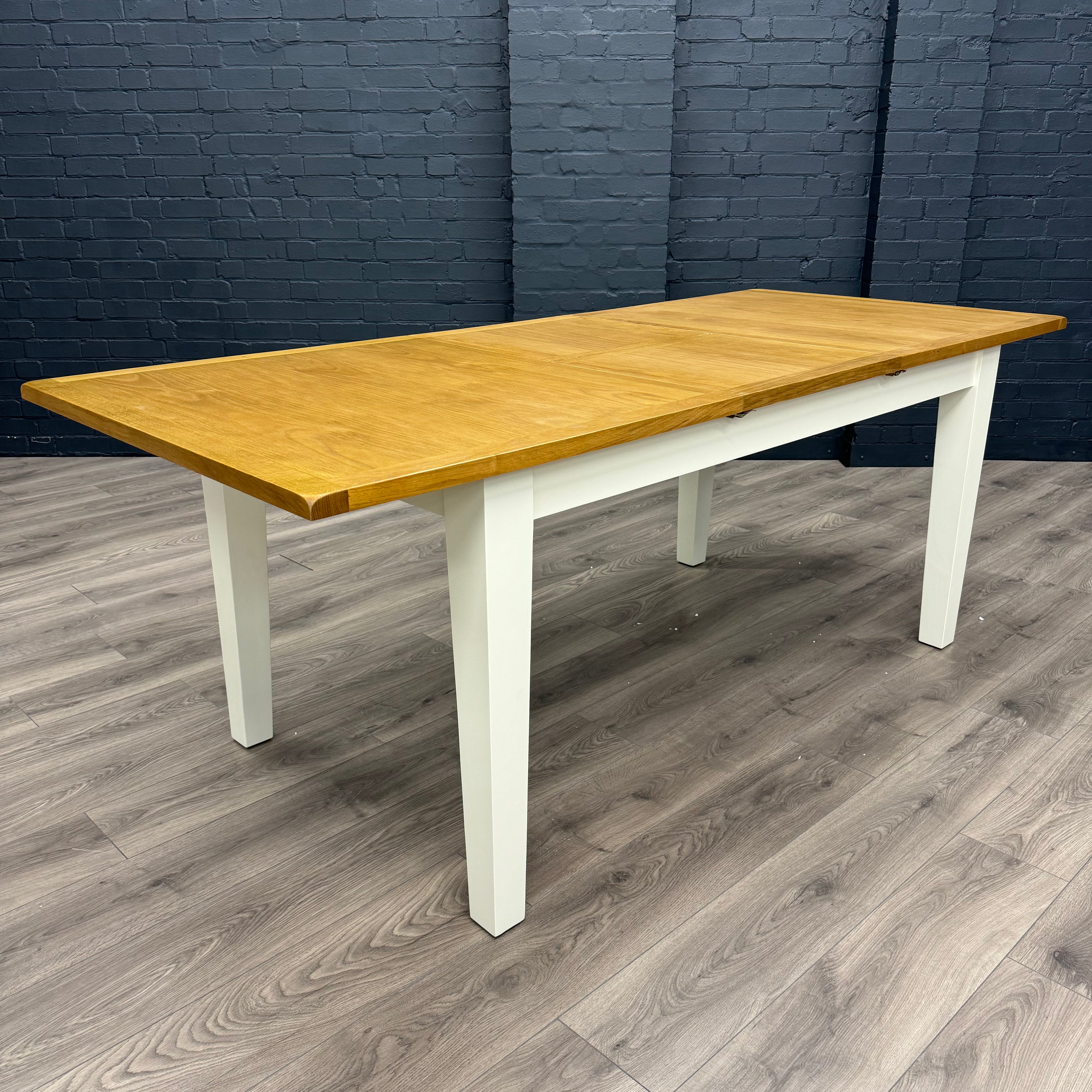 Chester White Painted Oak Dining Table - 1.6m Butterfly Extending