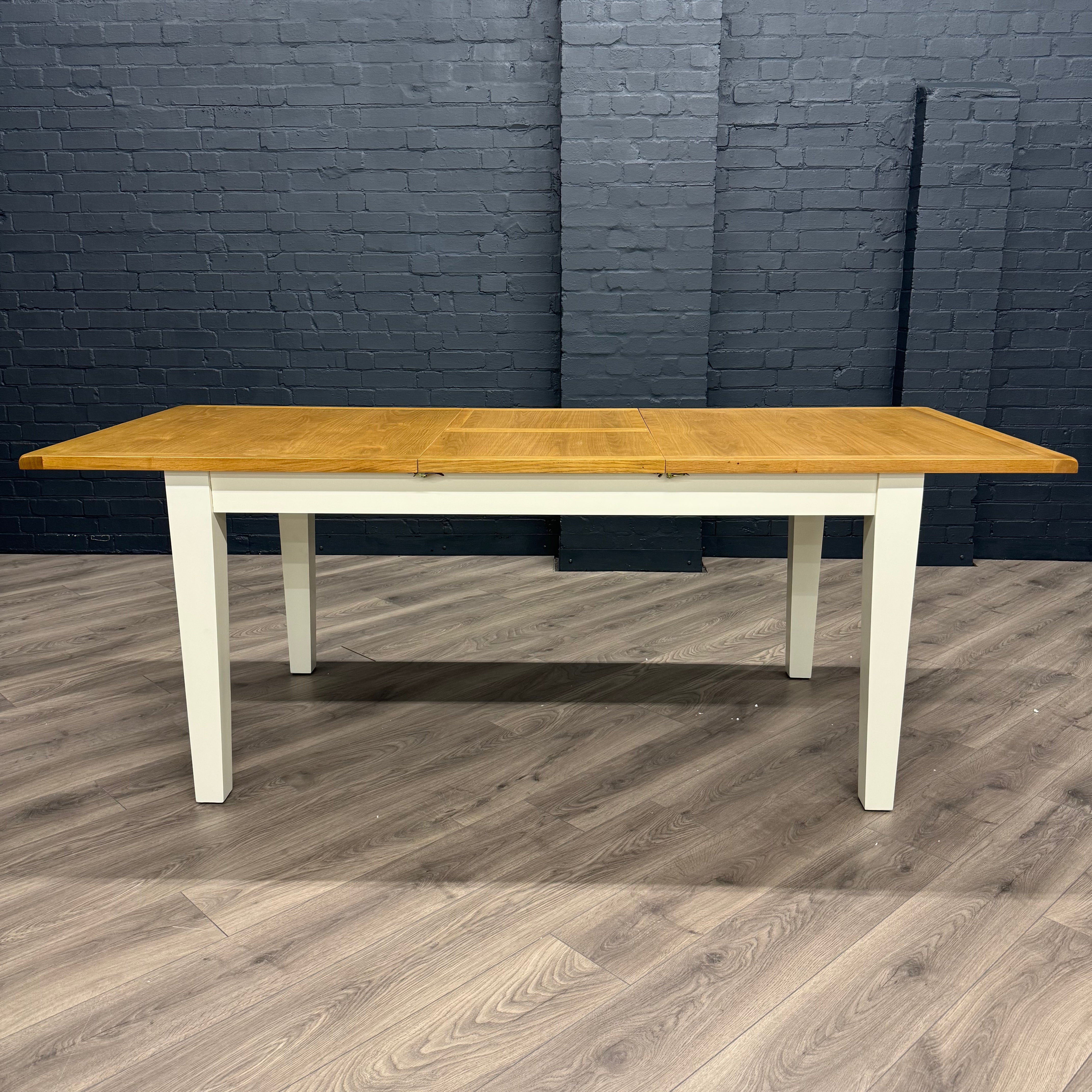 Chester White Painted Oak Dining Table - 1.6m Butterfly Extending