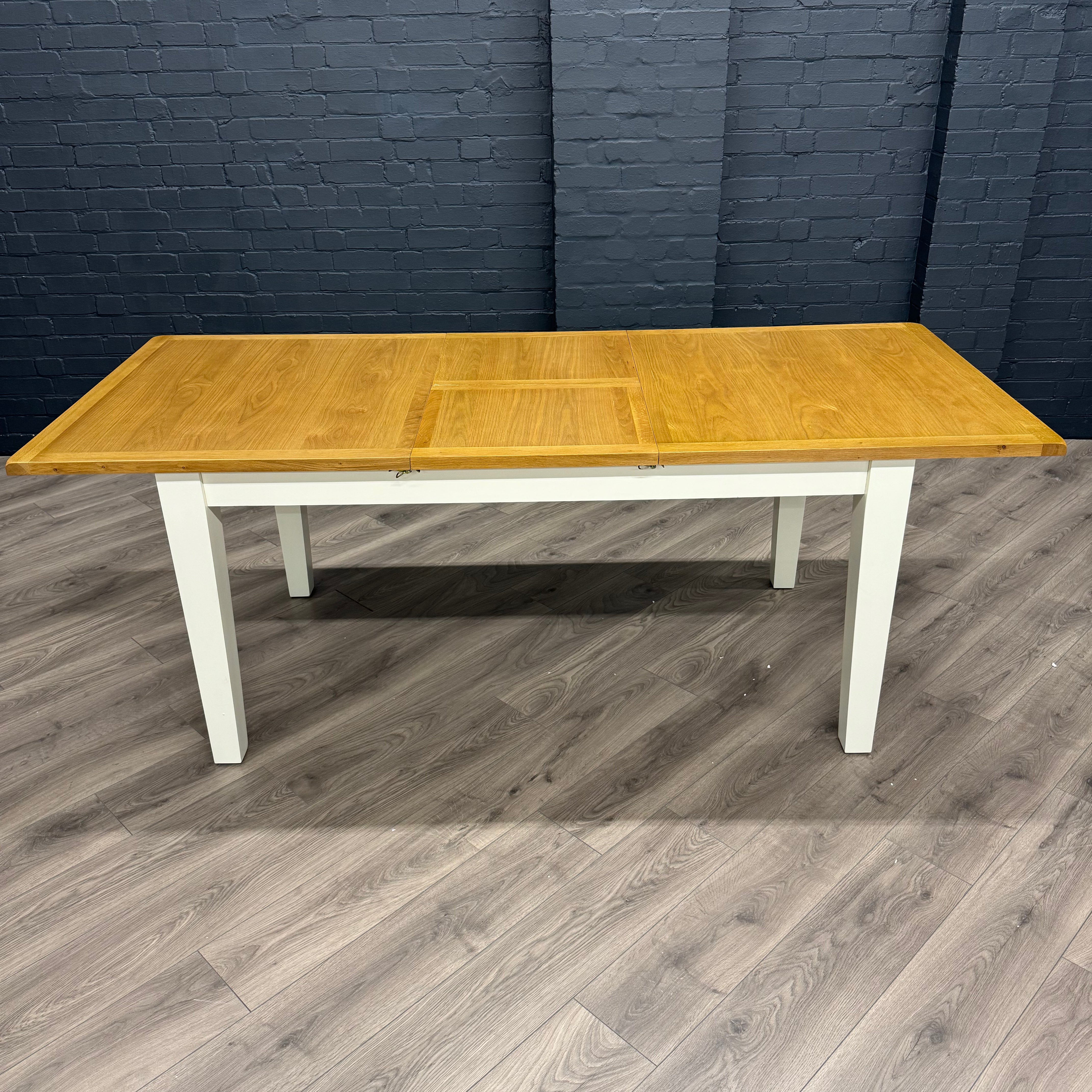 Chester White Painted Oak Dining Table - 1.6m Butterfly Extending
