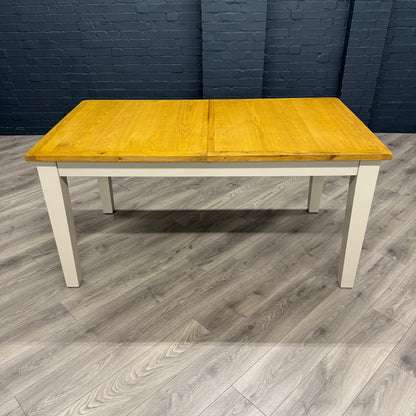 Chester White Painted & Oak, 1.6m Extending Dining Table PLUS 4x Imperia Dining Chairs