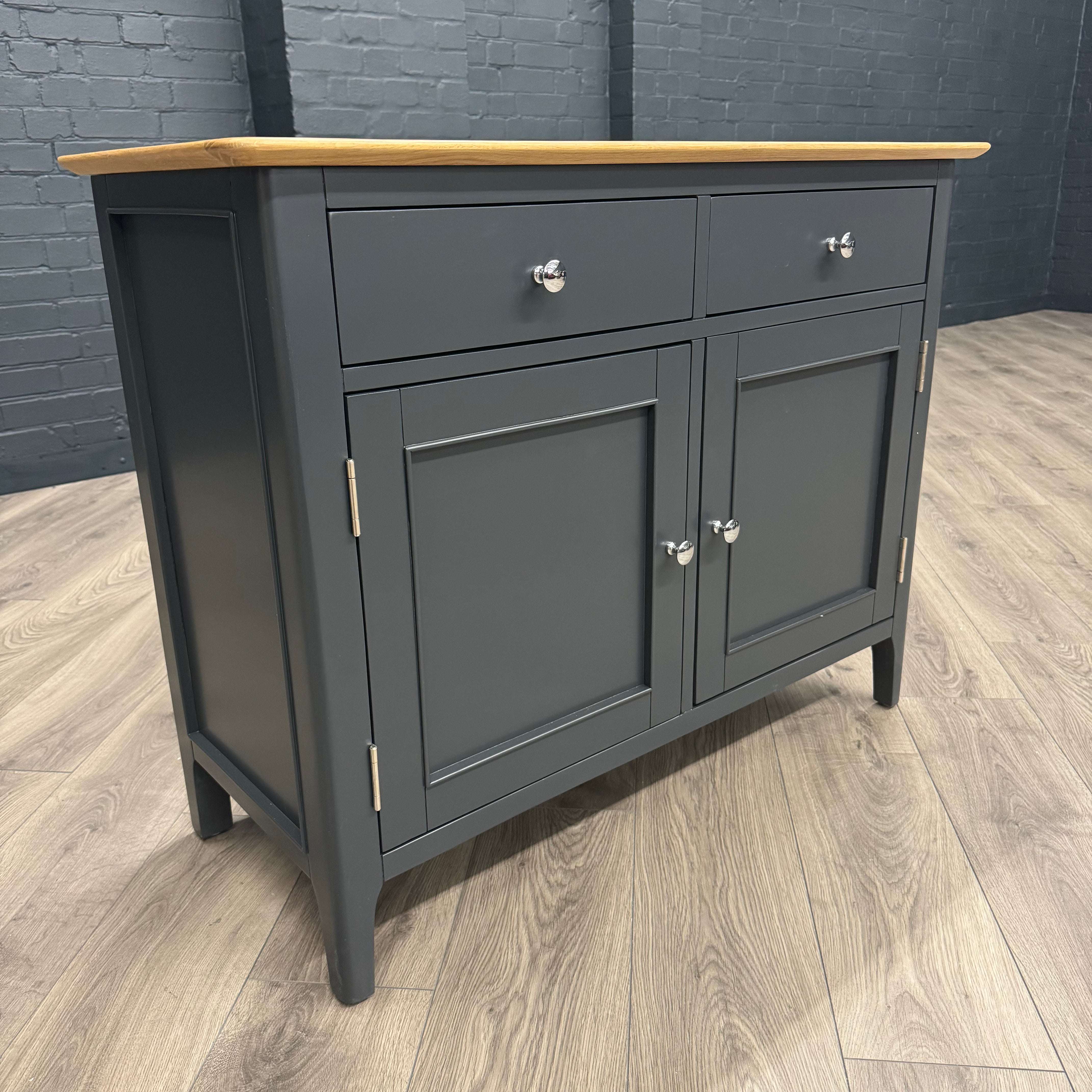 Rimini Oak & Charcoal Painted Sideboard - 2 Door, 2 Drawer