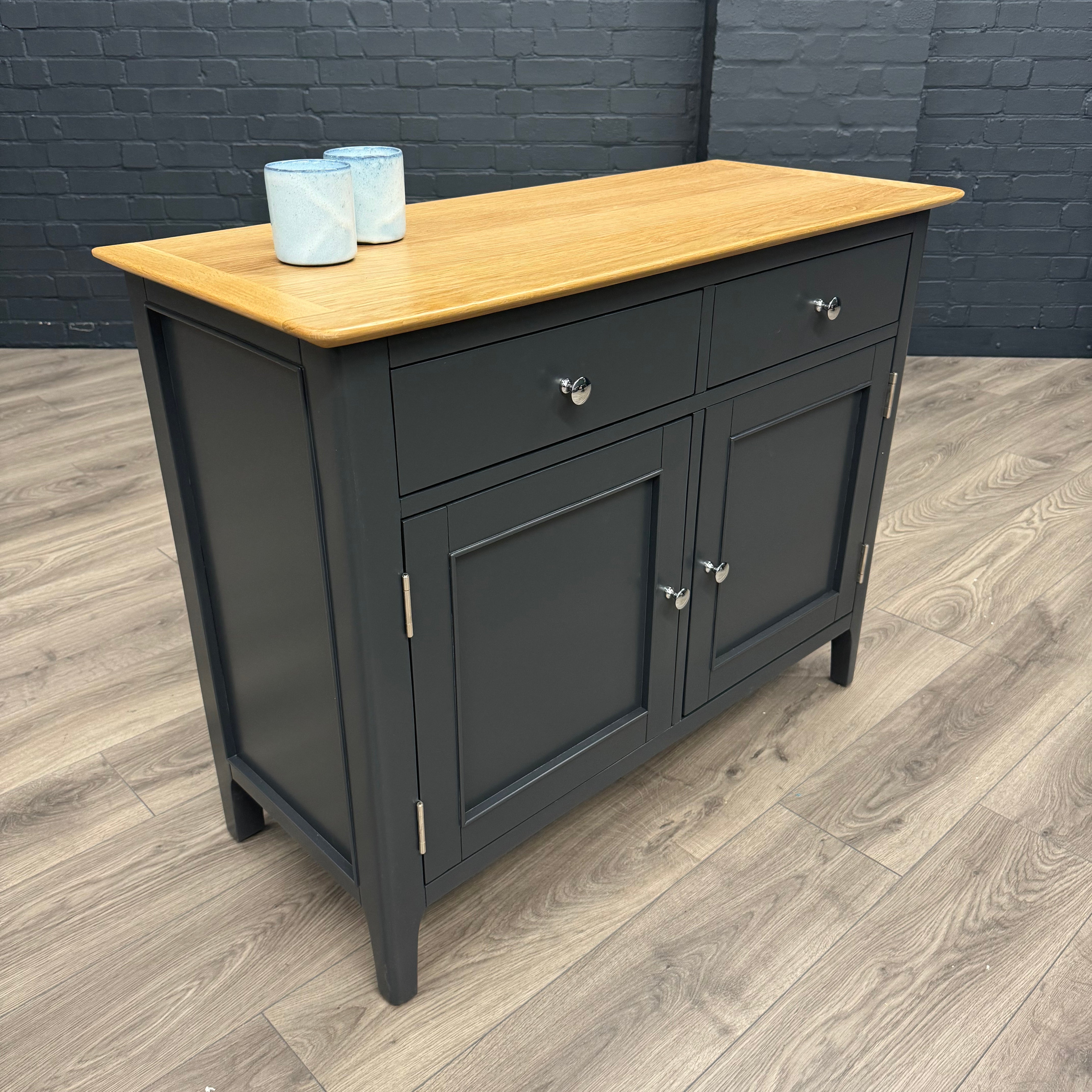 Rimini Oak & Charcoal Painted Sideboard - 2 Door, 2 Drawer