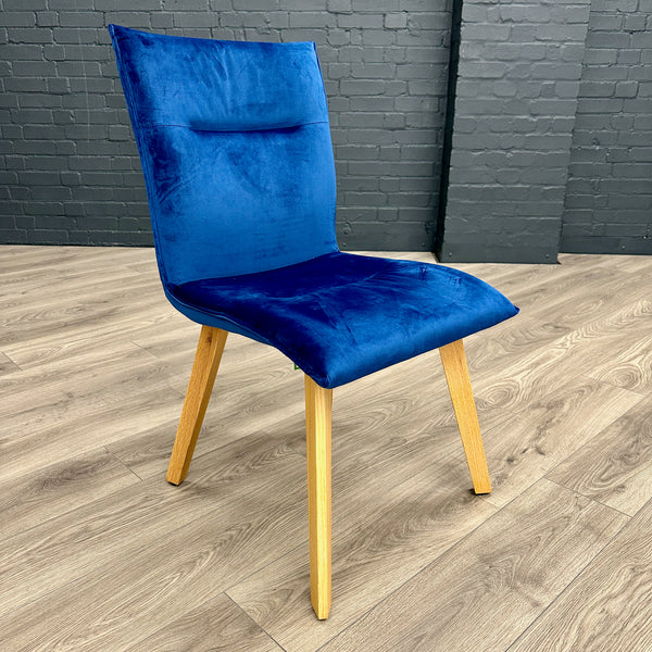 Lucca Luxury Oak Velvet Dining Chair Navy The Oak Outlet Co