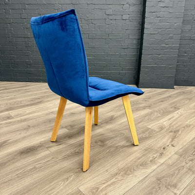 Lucca - Luxury Oak & Velvet Dining Chair - Navy