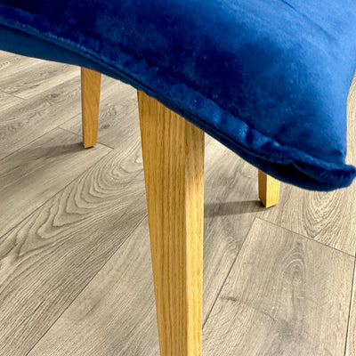 Lucca - Luxury Oak & Velvet Dining Chair - Navy