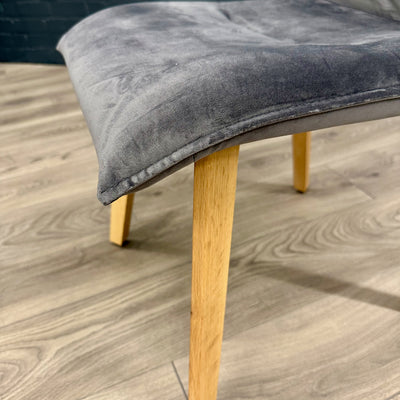 Lucca - Luxury Oak & Velvet Dining Chair - Grey