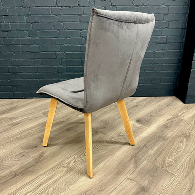 Lucca - Luxury Oak & Velvet Dining Chair - Grey