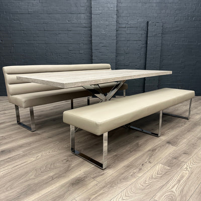 Sloane Oak & Chrome - 2.2m Dining Table and Benches