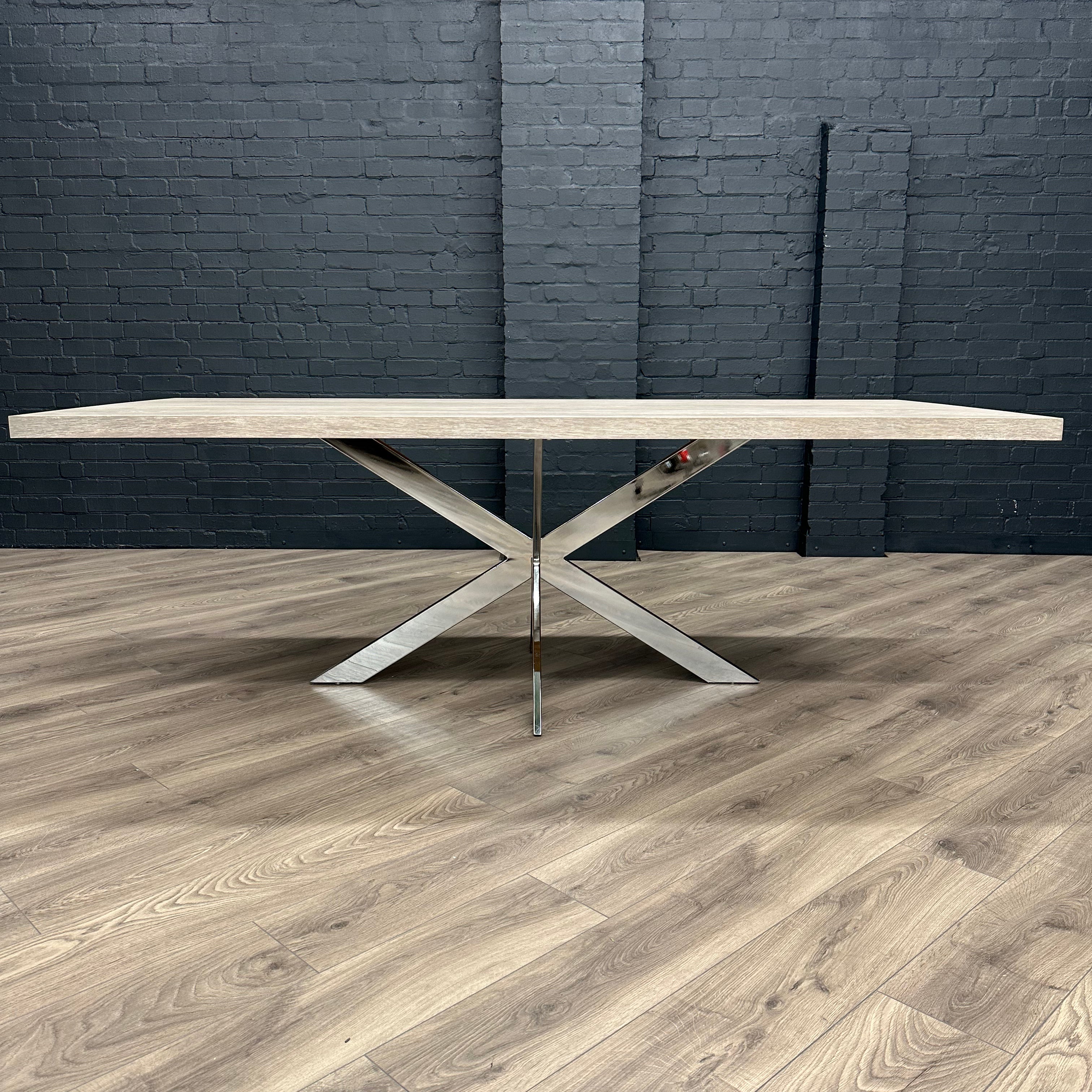 Sloane Oak & Chrome - 2.2m Dining Table and Benches