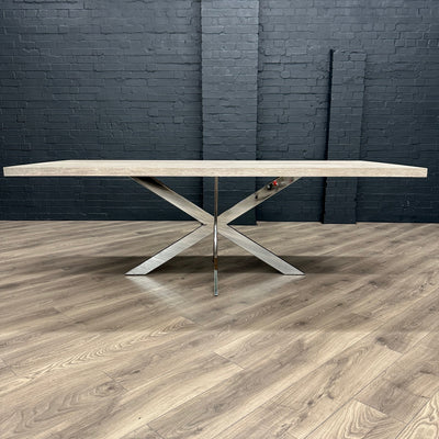 Sloane Oak & Chrome - 2.2m Dining Table and Benches