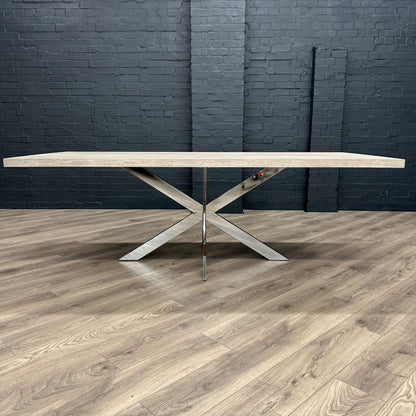 Sloane Oak & Chrome - 2.2m Dining Table and Benches