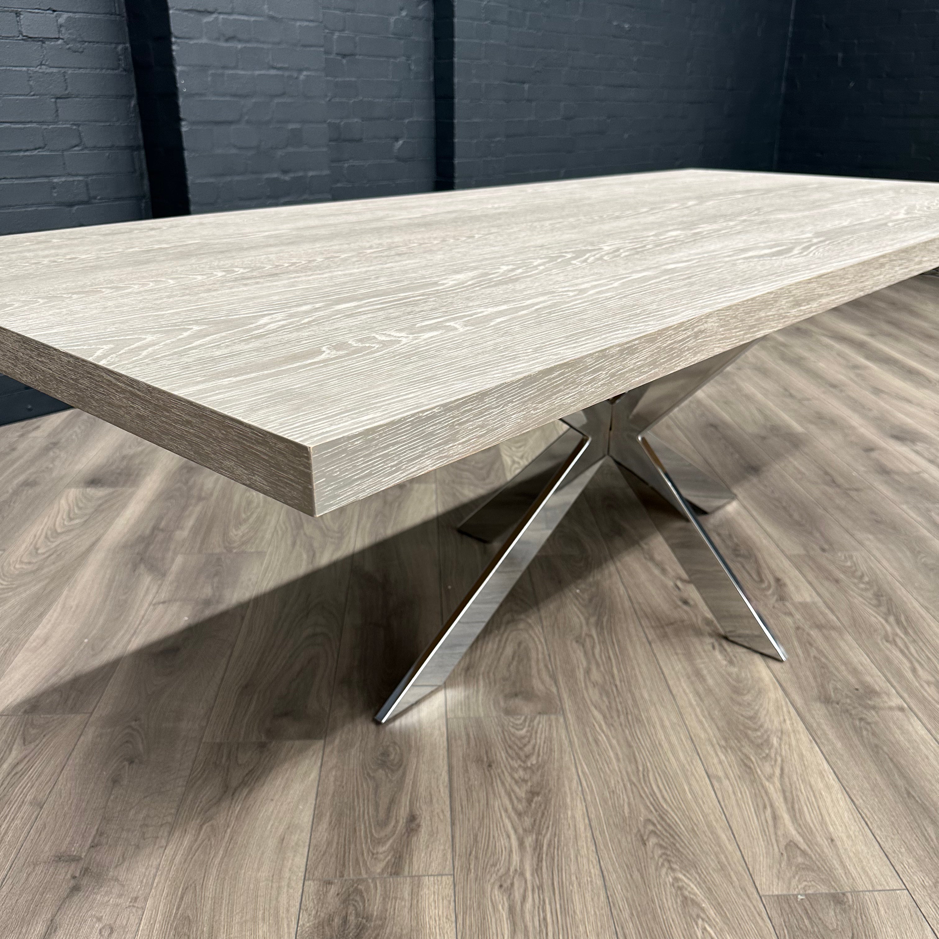 Sloane Oak & Chrome - 2.2m Dining Table and Benches