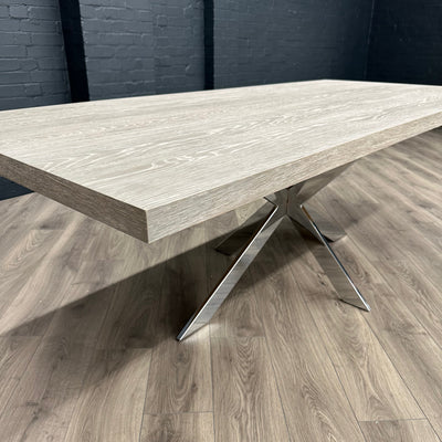 Sloane Oak & Chrome - 2.2m Dining Table and Benches