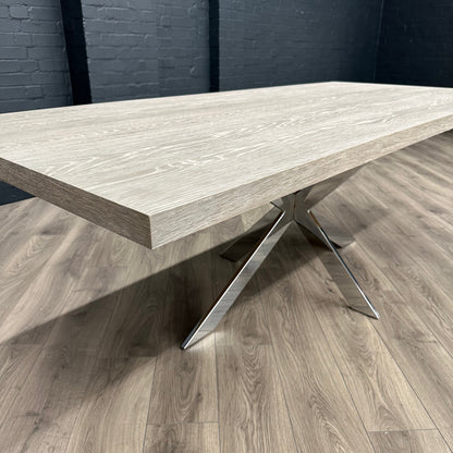 Sloane Oak & Chrome - 2.2m Dining Table and Benches