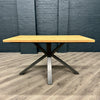 Fusion Oak - Compact Dining Table, PLUS 4x Blue Carver Chairs