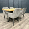 Fusion Oak - Compact Dining Table, PLUS 4x Blue Carver Chairs