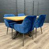 Fusion Oak - Compact Dining Table, PLUS 4x Blue Carver Chairs