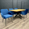 Fusion Oak - Compact Dining Table, PLUS 4x Blue Carver Chairs