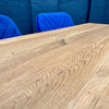 Fusion Oak - Compact Dining Table, PLUS 4x Blue Carver Chairs