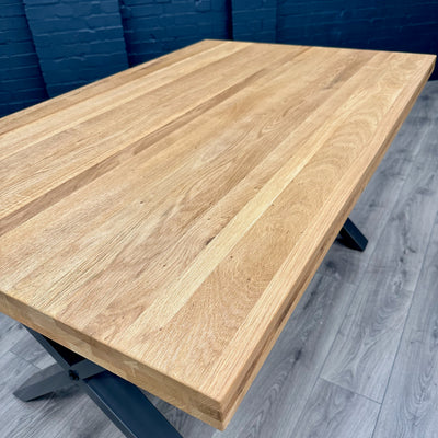 Fusion Oak Small Dining Table PLUS X4 Austin Dining Grey Velvet Chairs