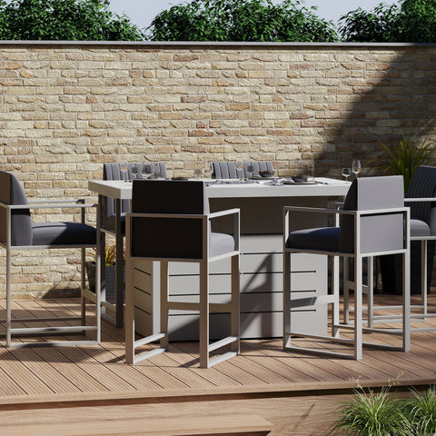 Mambo Santorini Bar Table with Firepit - Grey with Plain Top