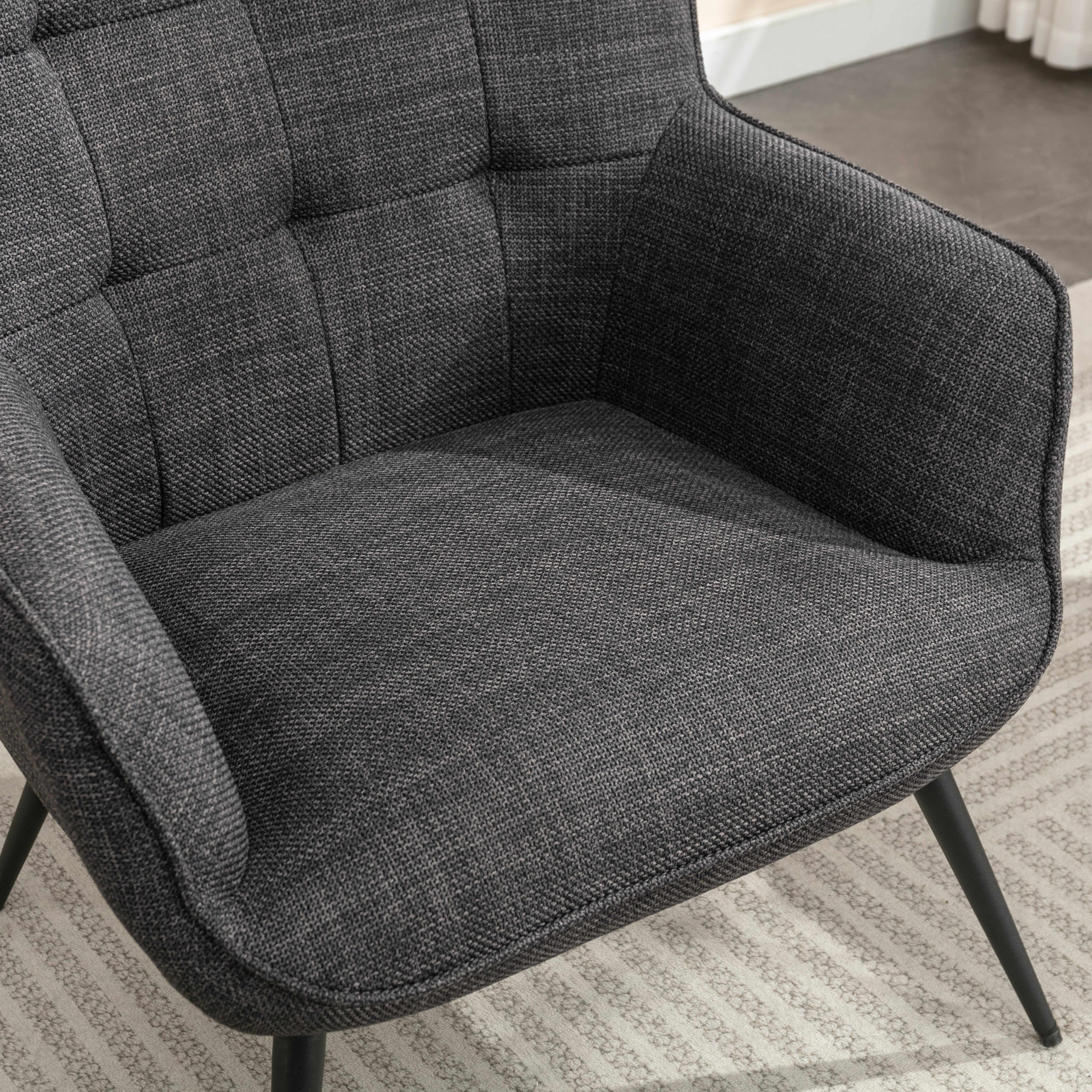 Katelyn Accent Chair with Stool - Charcoal Grey
