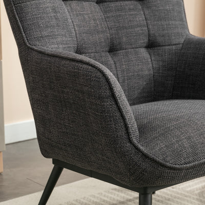 Katelyn Accent Chair with Stool - Charcoal Grey