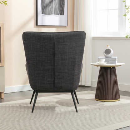 Katelyn Accent Chair with Stool - Charcoal Grey