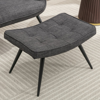 Katelyn Accent Chair with Stool - Charcoal Grey