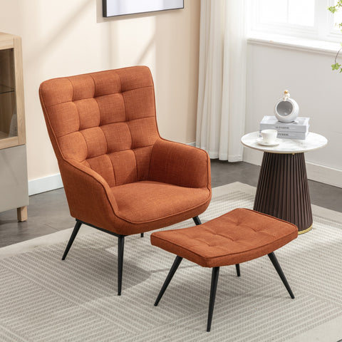 Katelyn Accent Chair with Stool - Cooper