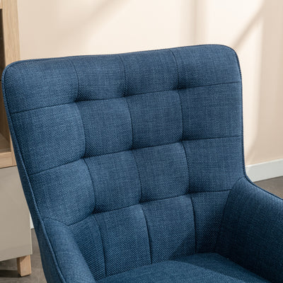 Katelyn Accent Chair with Stool - Denim Blue