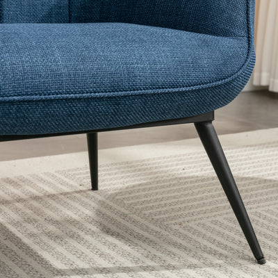 Katelyn Accent Chair with Stool - Denim Blue